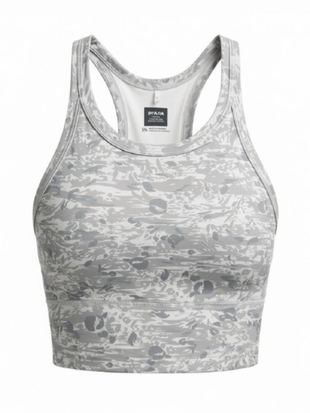 prAna Gray Camo Racerback Crop Tank — Size XS